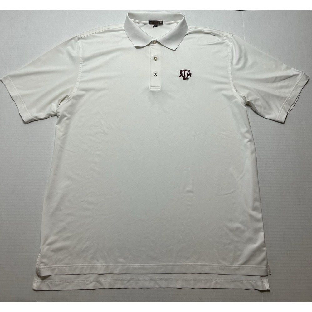 Peter Millar Summer Comfort Polo XL Texas A&M Aggies White Performance Stretch